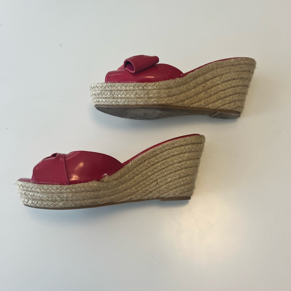 VALENTINO Garavani Mena Patent Bow Espadrille Wedges pink sz 40 - Picture 6 of 8